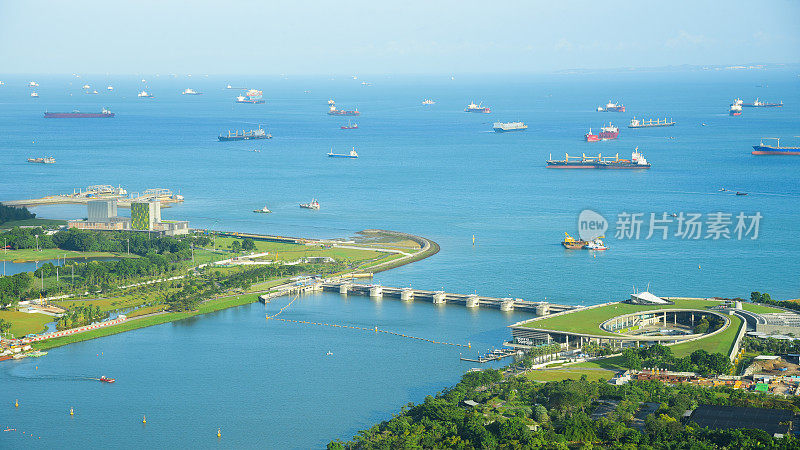 新加坡市中心CBD的天际线全景