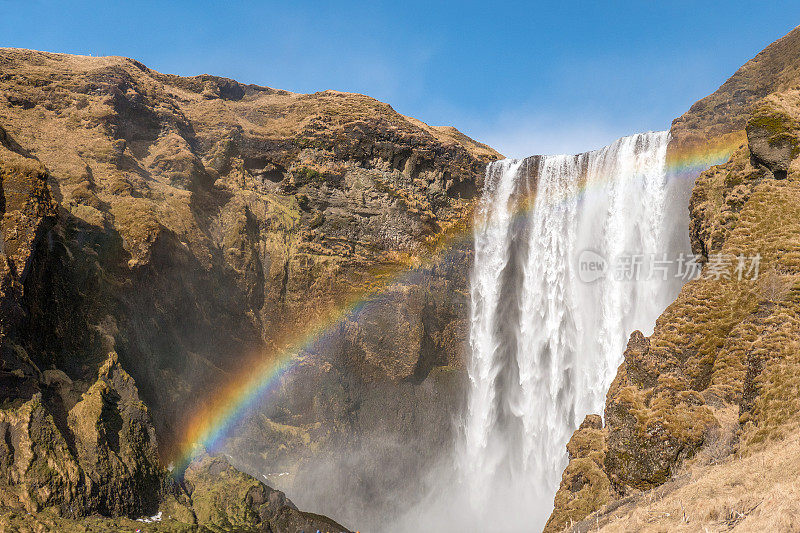 冰岛南部的Skogafoss(瀑布)中的彩虹