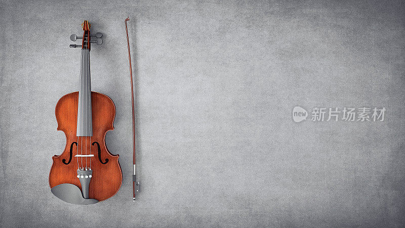 灰色背景上的小提琴