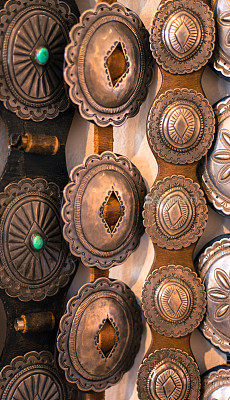 复古西南美洲本土银和绿松石腰带挂