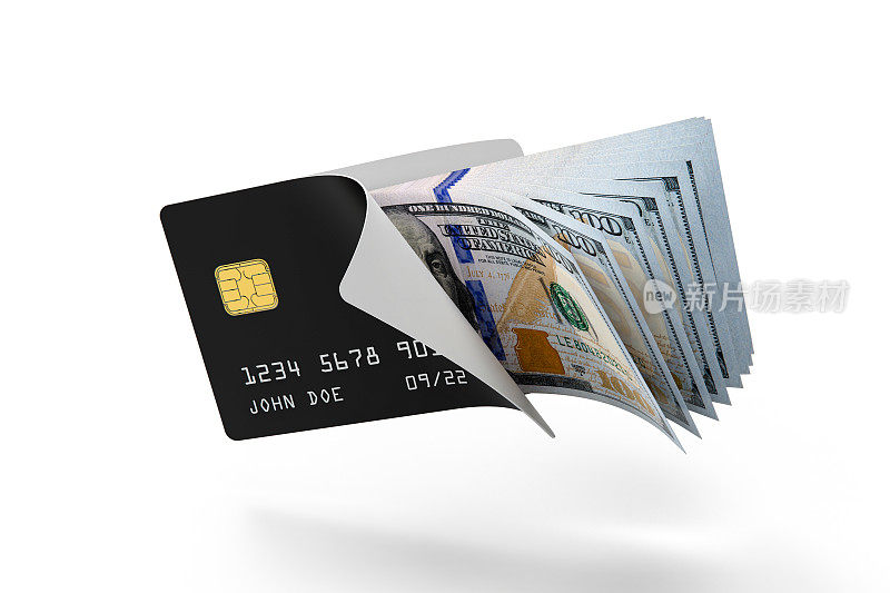 商业和金融概念信用卡钱库存照片