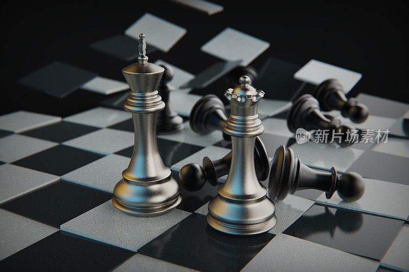 3d渲染金属棋子