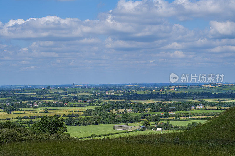 伯顿达塞特山俯瞰英国风景，英国中部的沃里克郡