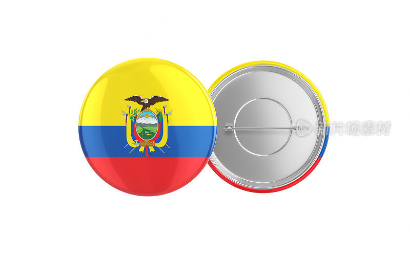 厄瓜多尔国旗徽章别针动作捕捉，前后剪辑路径