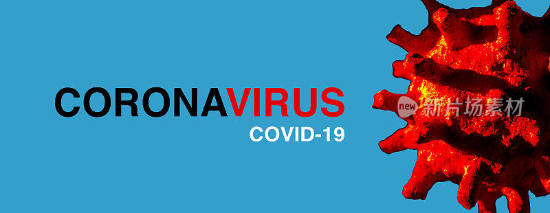 蓝色背景下的COVID-19冠状病毒疾病细胞