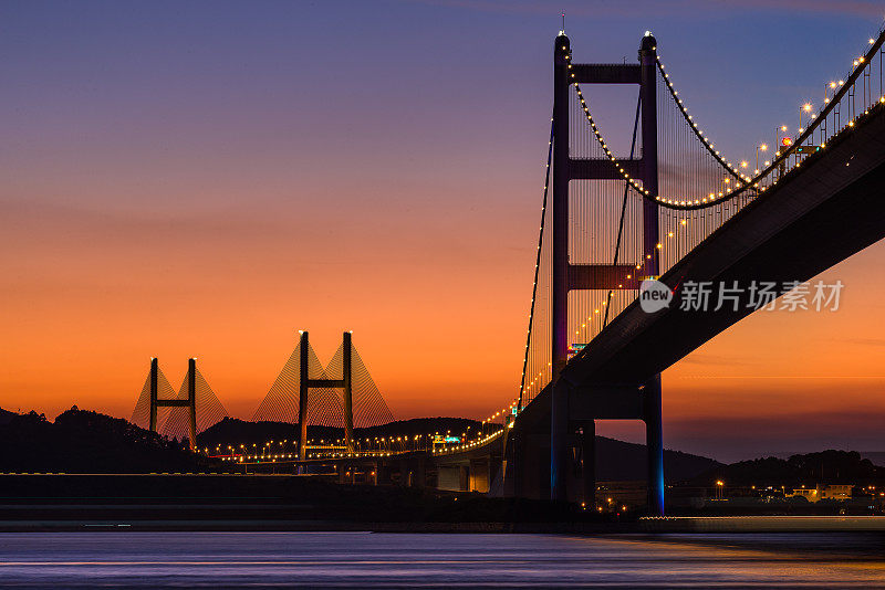 香港青马桥的日落