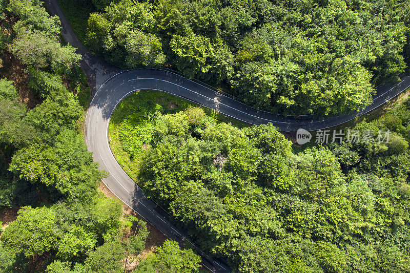 森林中的道路-鸟瞰图