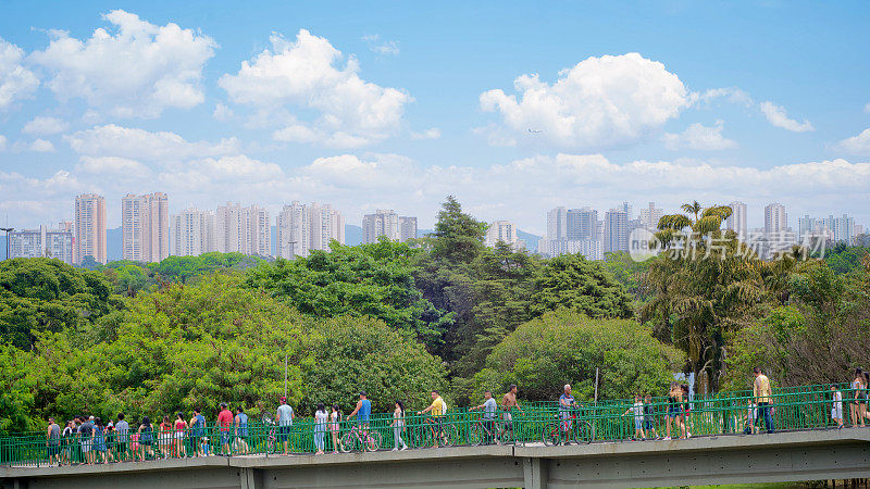 人们在São保罗市穿过t型台