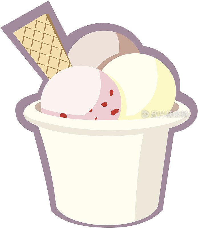 卡通向量的冰淇淋勺在碗