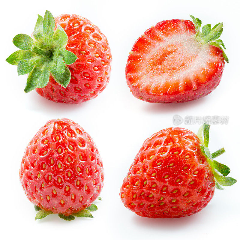 草莓。收集孤立在白色