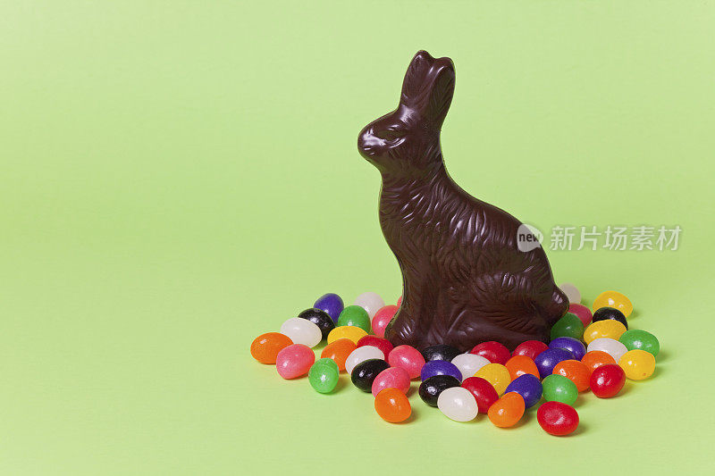 黑巧克力兔子和果冻豆
