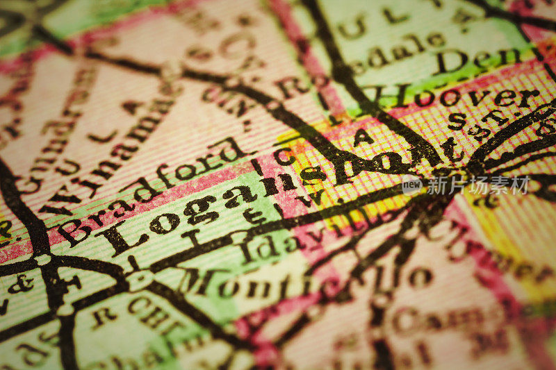 印第安纳州洛根斯波特的古董地图