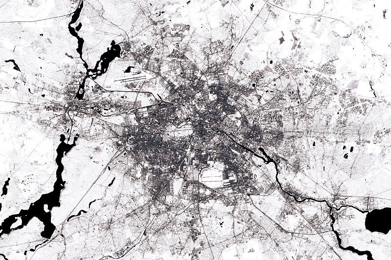 柏林抽象城市地图黑白