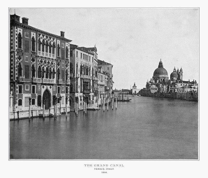 大运河，威尼斯，意大利，古代意大利照片，1893年