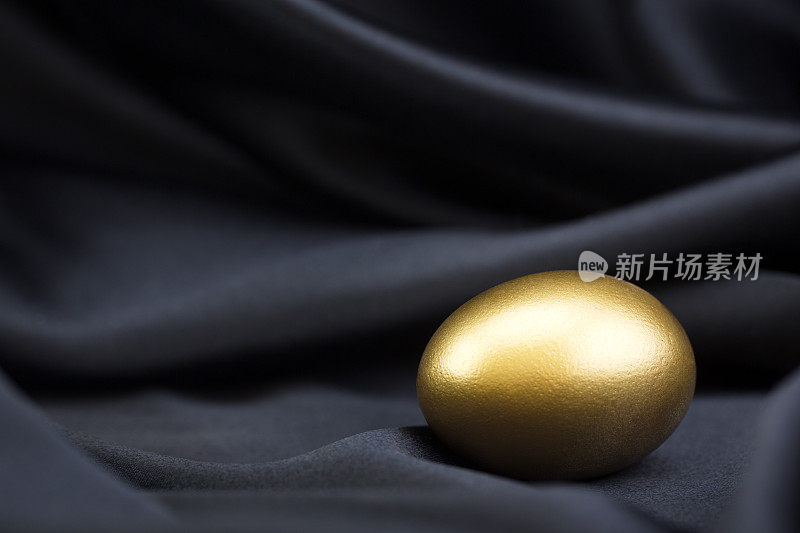 黑色缎子背景上的金蛋体现了聪明的成功