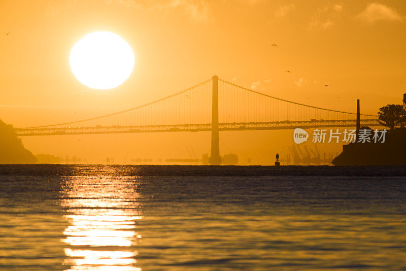 奥克兰海湾大桥上的日出