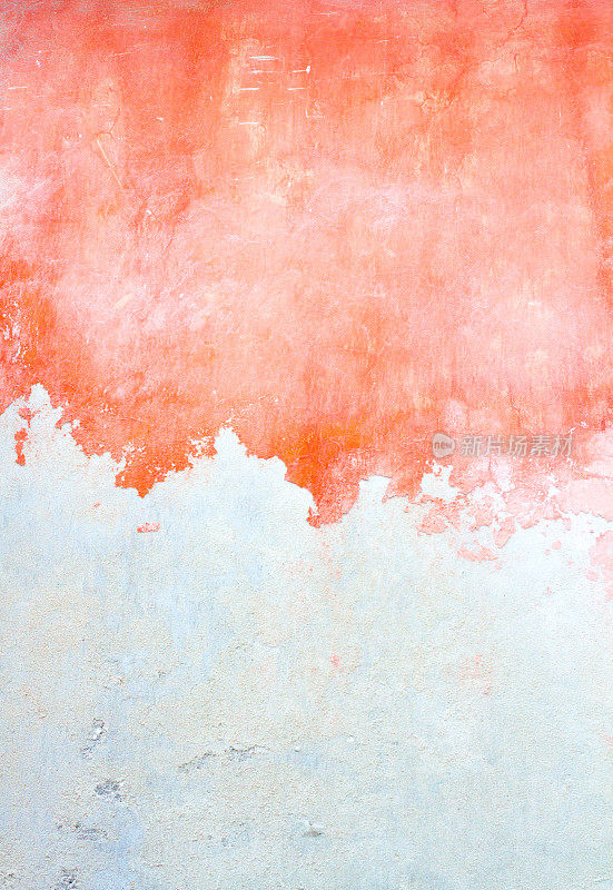 老西西里墙背景纹理:斑驳的橙色-白色