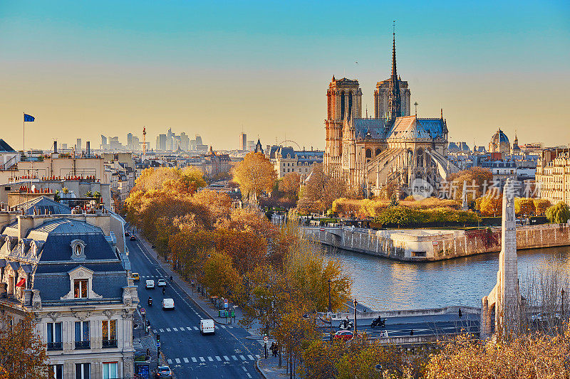 空中全景巴黎城市景观，法国