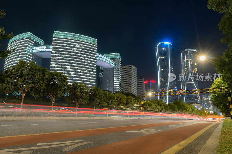 运动速度效应与城市之夜，杭州，中国
