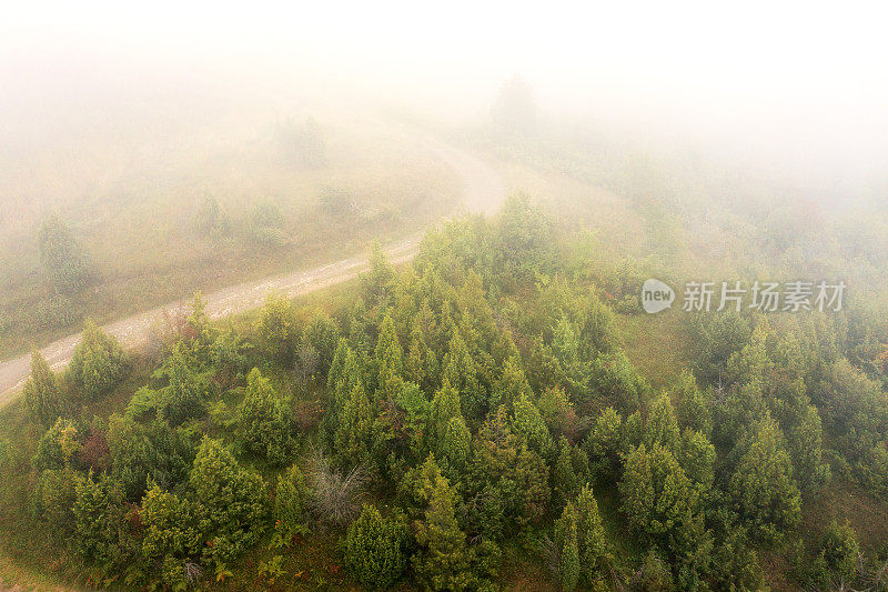 雾中的山路土路