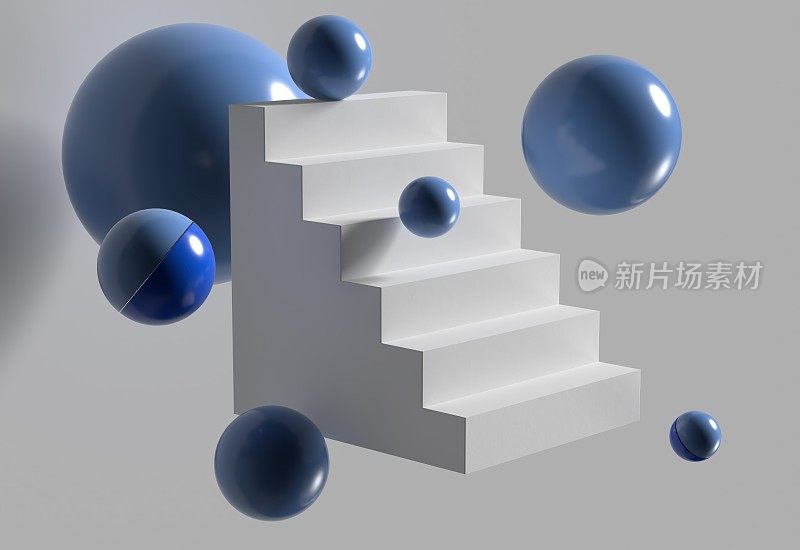 蓝色的球体，抽象的现代潮流背景，商业，技术