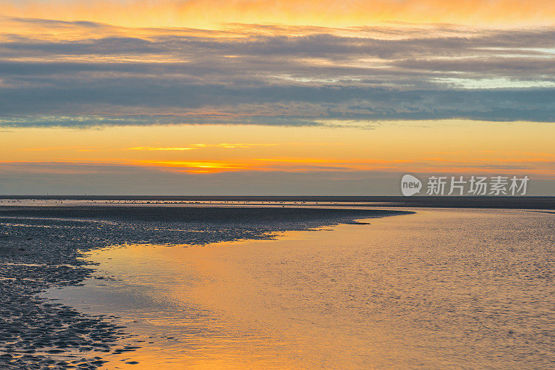 在一天结束的时候，Senset在Schiermonnikoog岛的海滩上