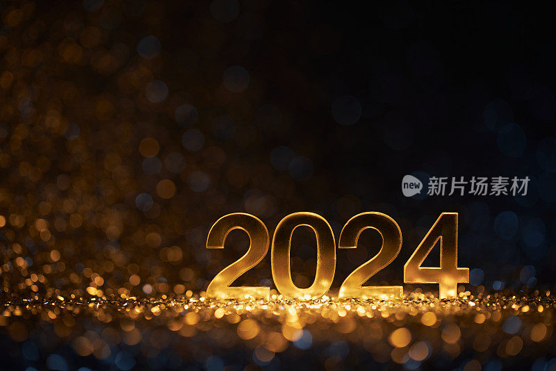 金色新年2024上散焦灯-派对庆祝圣诞金