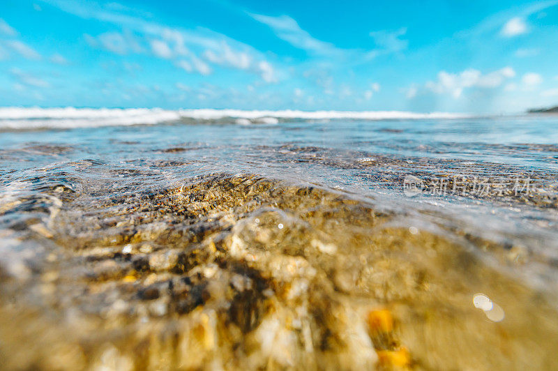 海洋风景优美，水下有海天浪，海滩有佛罗里达棕榈滩