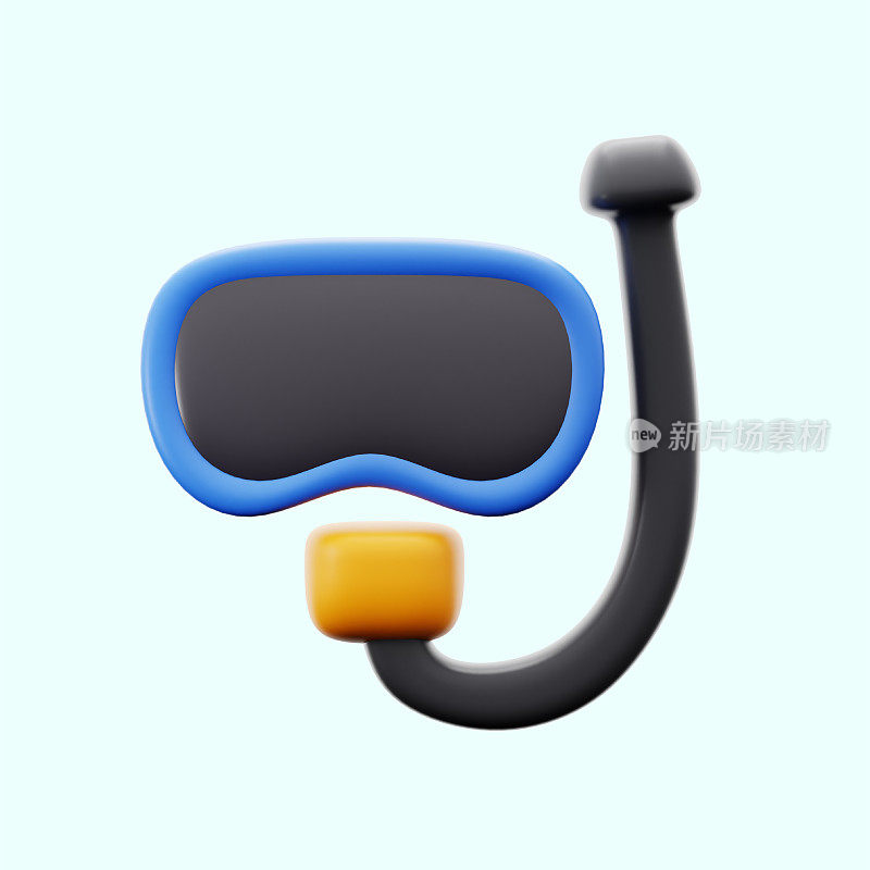 水下浮潜游泳眼镜水上运动装备3d图标插图渲染设计
