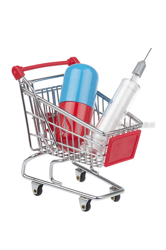 在购物车中购买医疗保健针头和药物