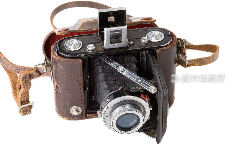 带旧皮带的老式胶卷相机