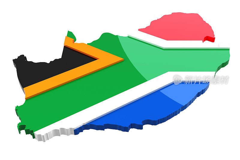 南非-地图和旗帜