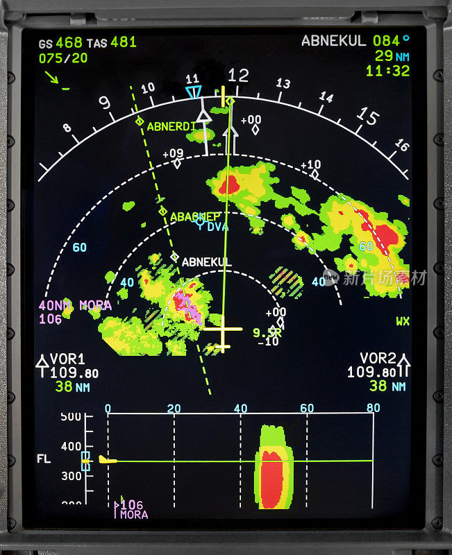 飞机红外导航显示的特写