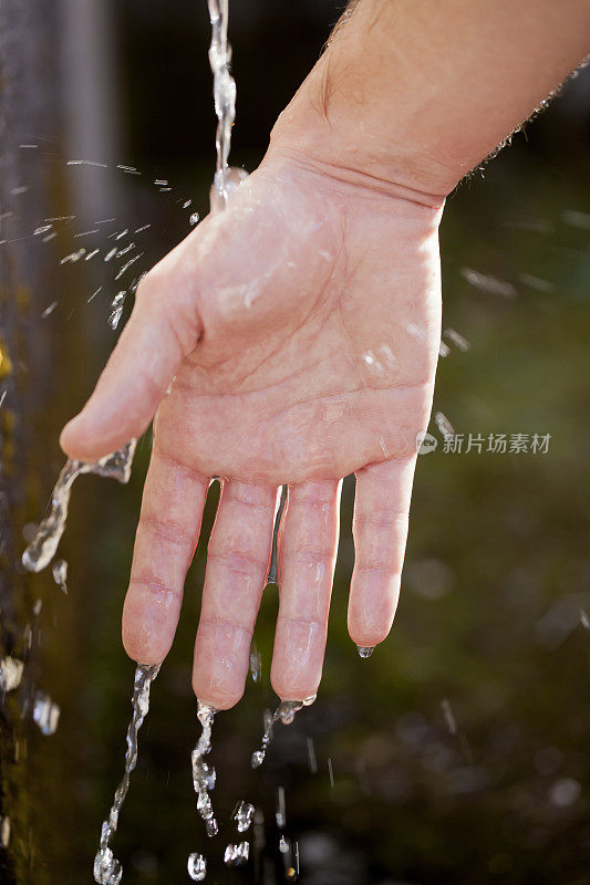 手和水。