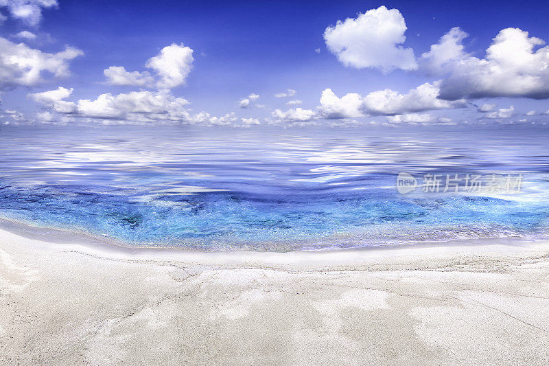 沙滩和海浪在一个宁静的热带岛屿海滩。