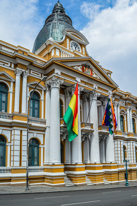 玻利维亚拉巴斯-穆里略广场的政府宫殿