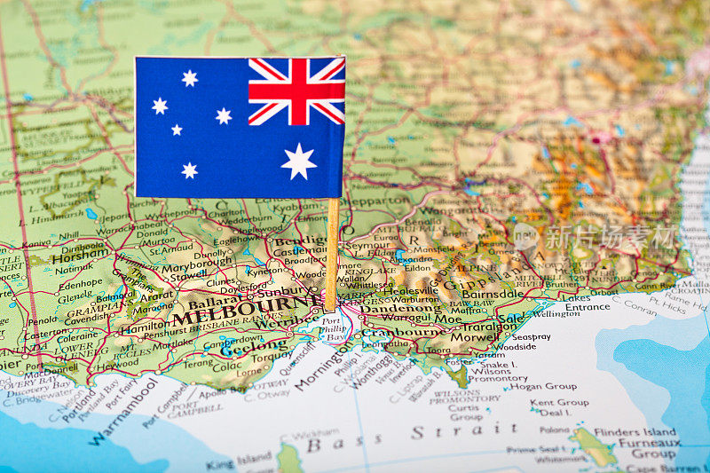 澳大利亚地图和国旗