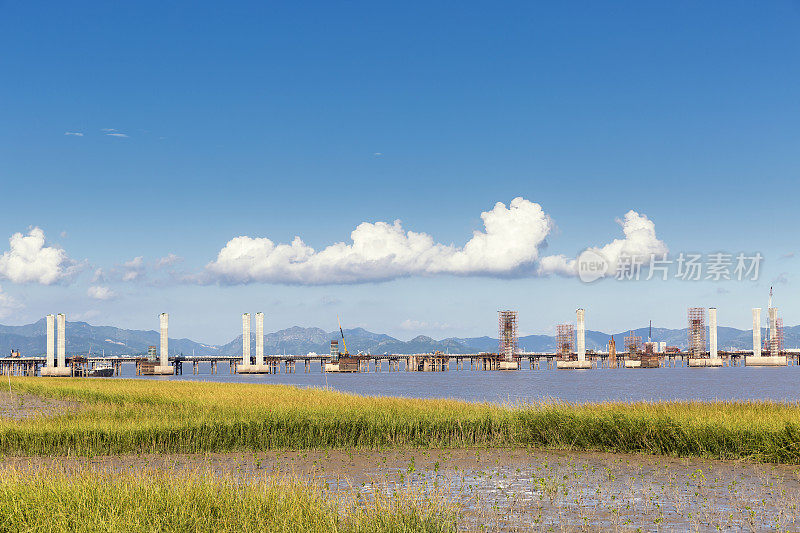 中国浙江乐清湾第一跨海大桥建设