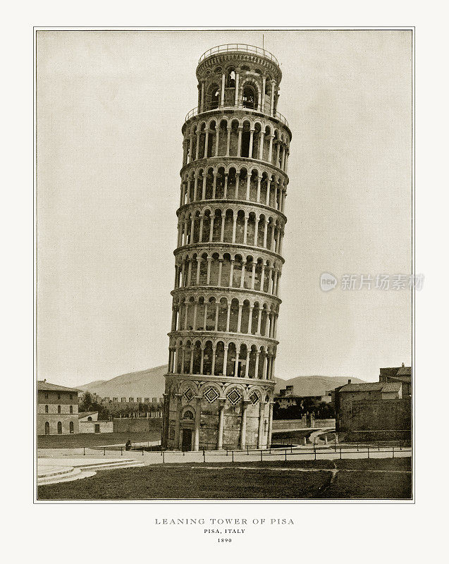 意大利比萨斜塔，古代意大利照片，1893年