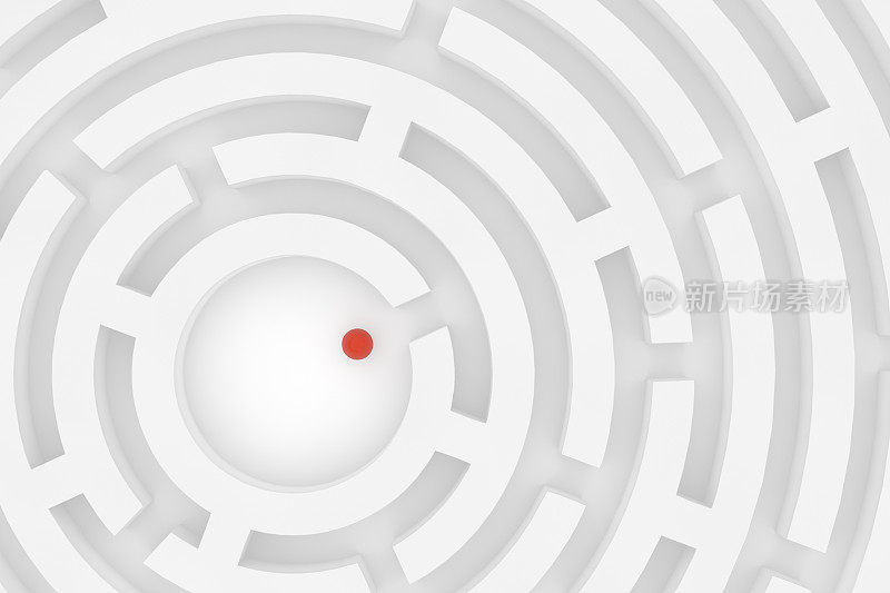 3D白色圆形迷宫，迷宫背景