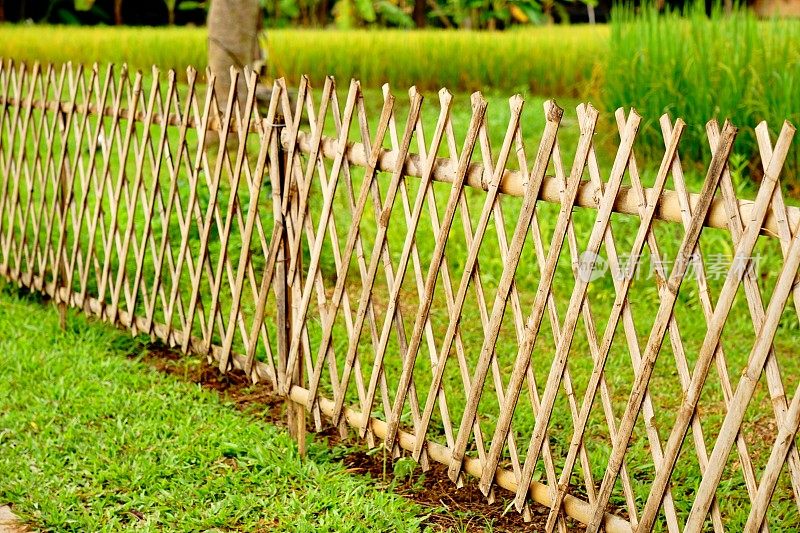 泰国花园的竹制篱笆