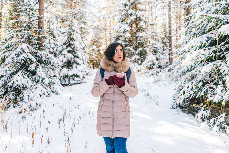 在白雪覆盖的森林里迷路了