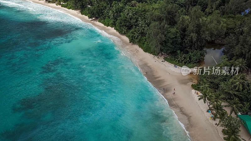 热带海滩，泻湖和棕榈树