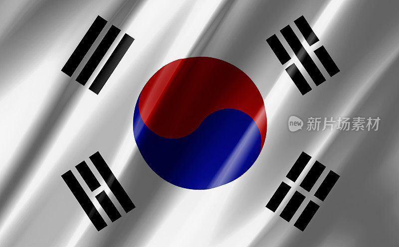 飘扬的韩国国旗。