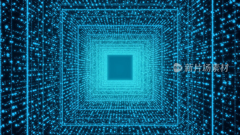 科幻隧道与数字符号抽象3D渲染