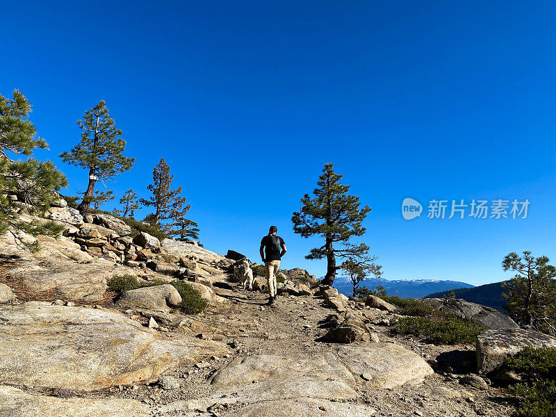 一家人在加利福尼亚的荒野里徒步旅行