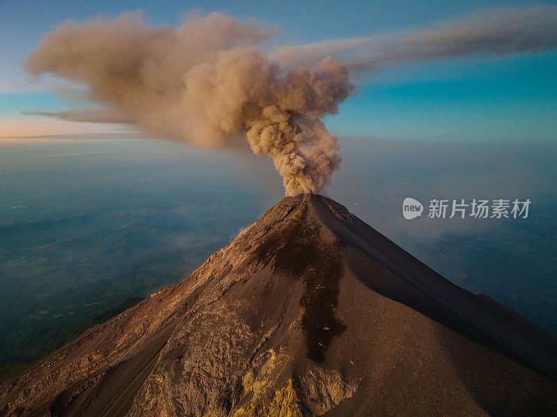 危地马拉火山的鸟瞰图