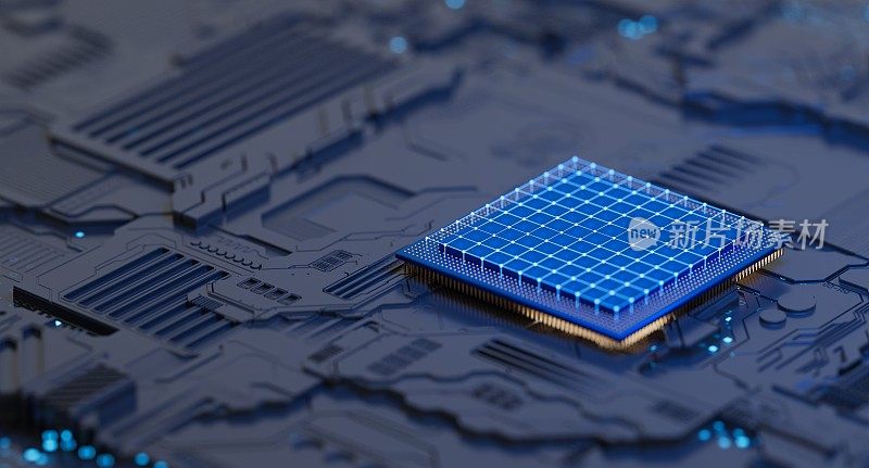 微芯片CPU蓝图计算机芯片技术硬件