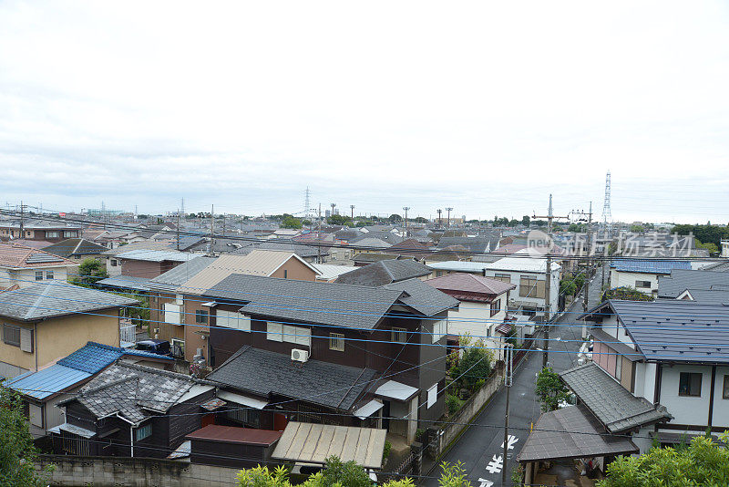 从上空拍摄郊区的一个居民区