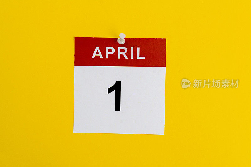 4月1日日历，黄色背景